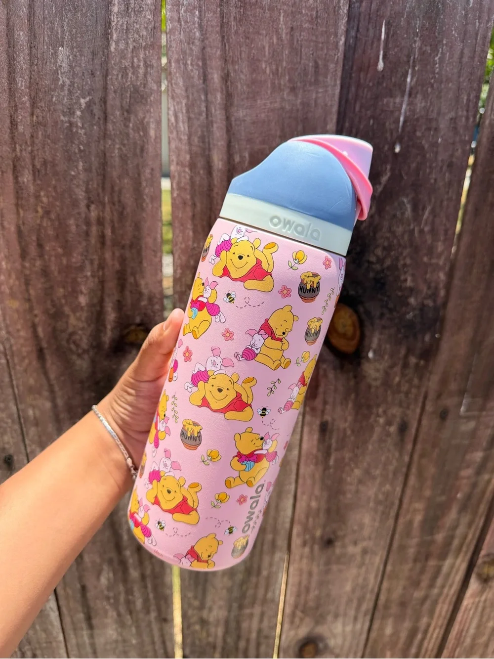 Pink Owala 32 oz Winnie the Pooh Water Bottle with Flip Lid